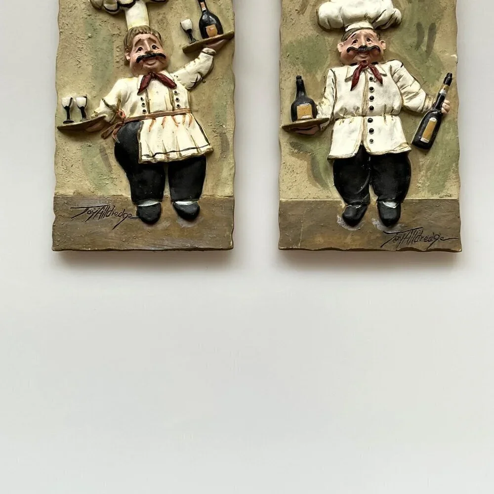 JOY ALLDREDGE ITALIAN CHEF WALL PLAQUES 3D WINE TILES